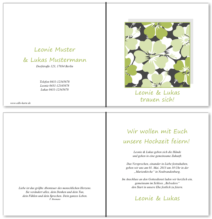  Einladungskarten Hochzeit, Hochzeitseinladungen, Hochzeitskarten, Einladungen für Hochzeit