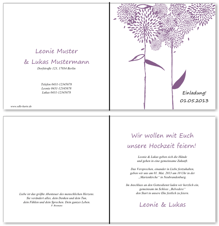  Einladungskarten Hochzeit, Hochzeitseinladungen, Hochzeitskarten, Einladungen für Hochzeit