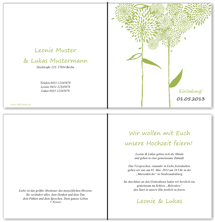  Einladungskarten Hochzeit, Hochzeitseinladungen, Hochzeitskarten, Einladungen für Hochzeit