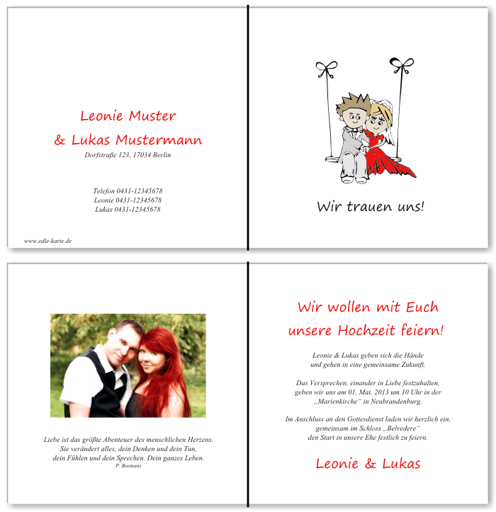  Einladungskarten Hochzeit, Hochzeitseinladungen, Hochzeitskarten, Einladungen für Hochzeit