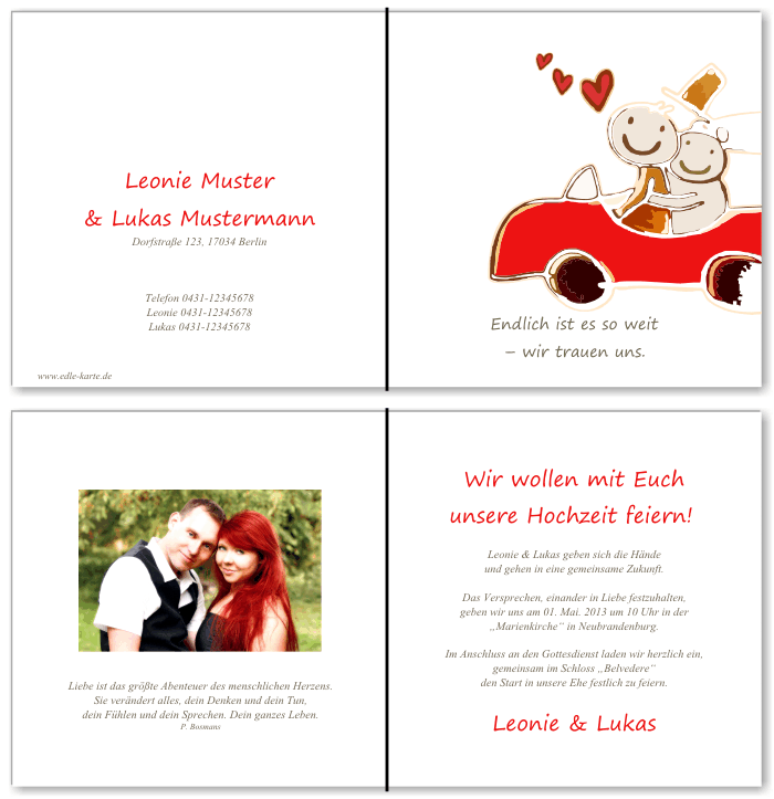  Einladungskarten Hochzeit, Hochzeitseinladungen, Hochzeitskarten, Einladungen für Hochzeit