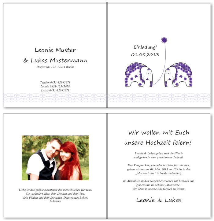  Einladungskarten Hochzeit, Hochzeitseinladungen, Hochzeitskarten, Einladungen für Hochzeit