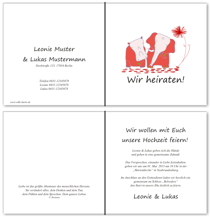  Einladungskarten Hochzeit, Hochzeitseinladungen, Hochzeitskarten, Einladungen für Hochzeit