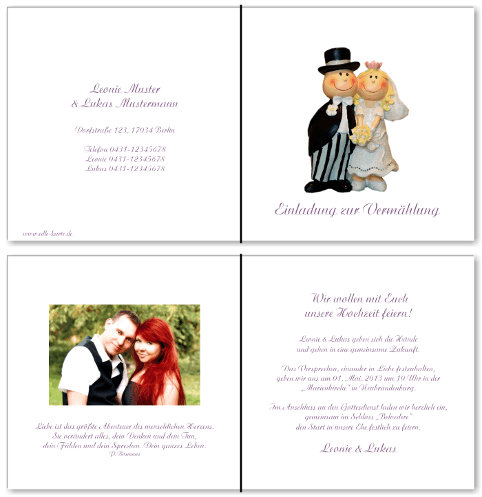  Einladungskarten Hochzeit, Hochzeitseinladungen, Hochzeitskarten, Einladungen für Hochzeit