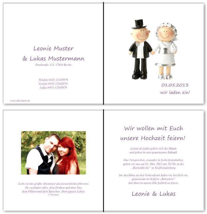  Einladungskarten Hochzeit, Hochzeitseinladungen, Hochzeitskarten, Einladungen für Hochzeit