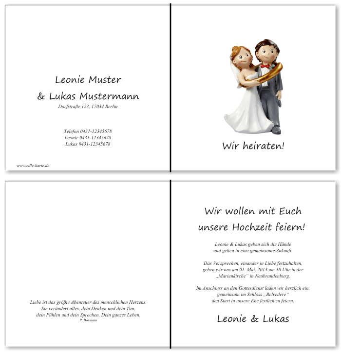 Einladungskarten Hochzeit, Hochzeitseinladungen, Hochzeitskarten, Einladungen für Hochzeit