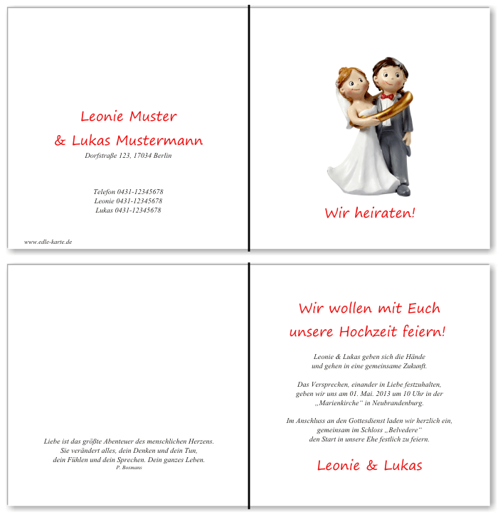  Einladungskarten Hochzeit, Hochzeitseinladungen, Hochzeitskarten, Einladungen für Hochzeit