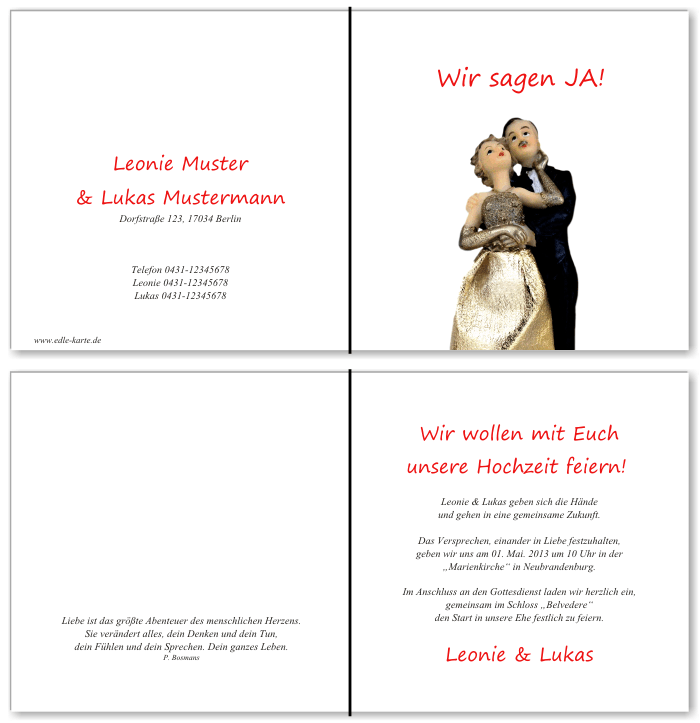  Einladungskarten Hochzeit, Hochzeitseinladungen, Hochzeitskarten, Einladungen für Hochzeit