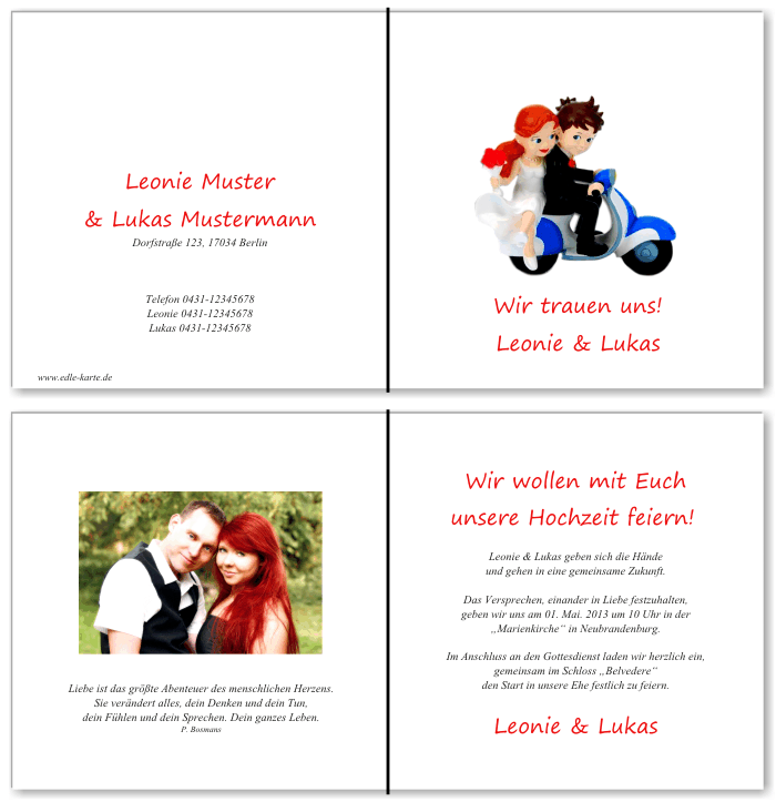  Einladungskarten Hochzeit, Hochzeitseinladungen, Hochzeitskarten, Einladungen für Hochzeit