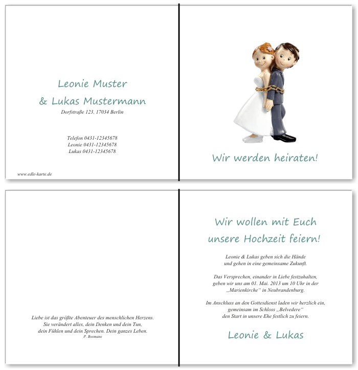  Einladungskarten Hochzeit, Hochzeitseinladungen, Hochzeitskarten, Einladungen für Hochzeit