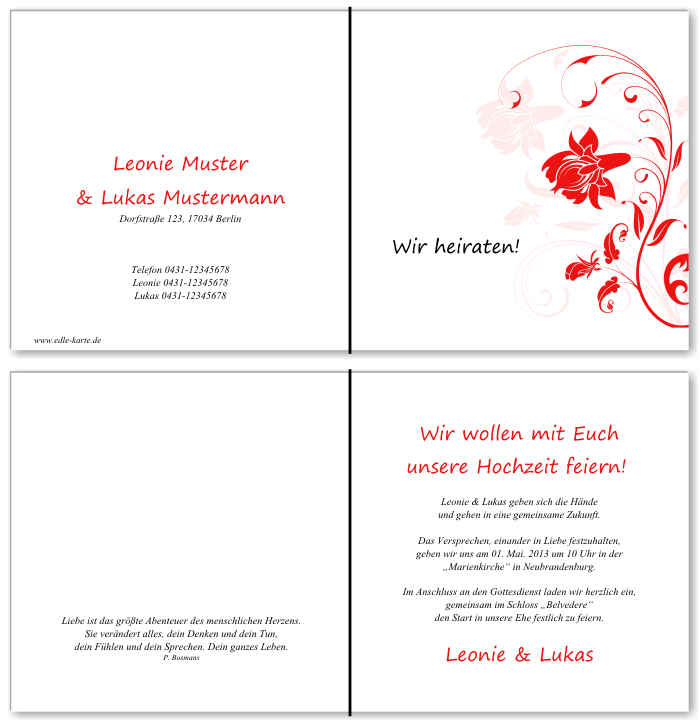  Einladungskarten Hochzeit, Hochzeitseinladungen, Hochzeitskarten, Einladungen für Hochzeit