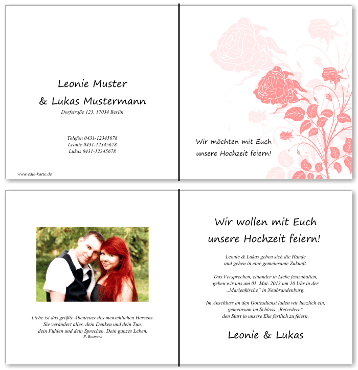  Einladungskarten Hochzeit, Hochzeitseinladungen, Hochzeitskarten, Einladungen für Hochzeit