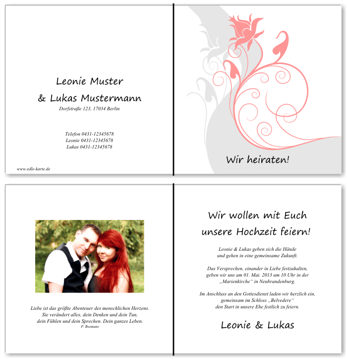  Einladungskarten Hochzeit, Hochzeitseinladungen, Hochzeitskarten, Einladungen für Hochzeit