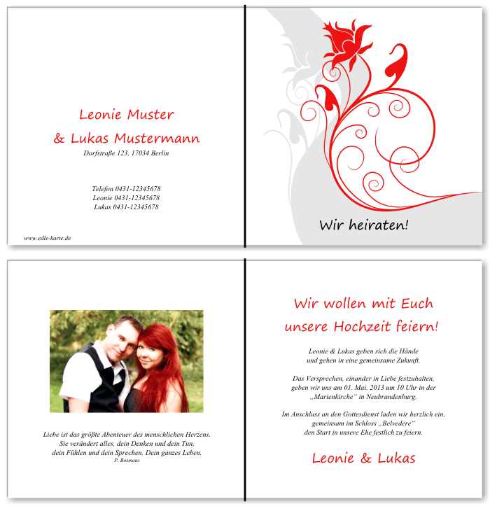  Einladungskarten Hochzeit, Hochzeitseinladungen, Hochzeitskarten, Einladungen für Hochzeit