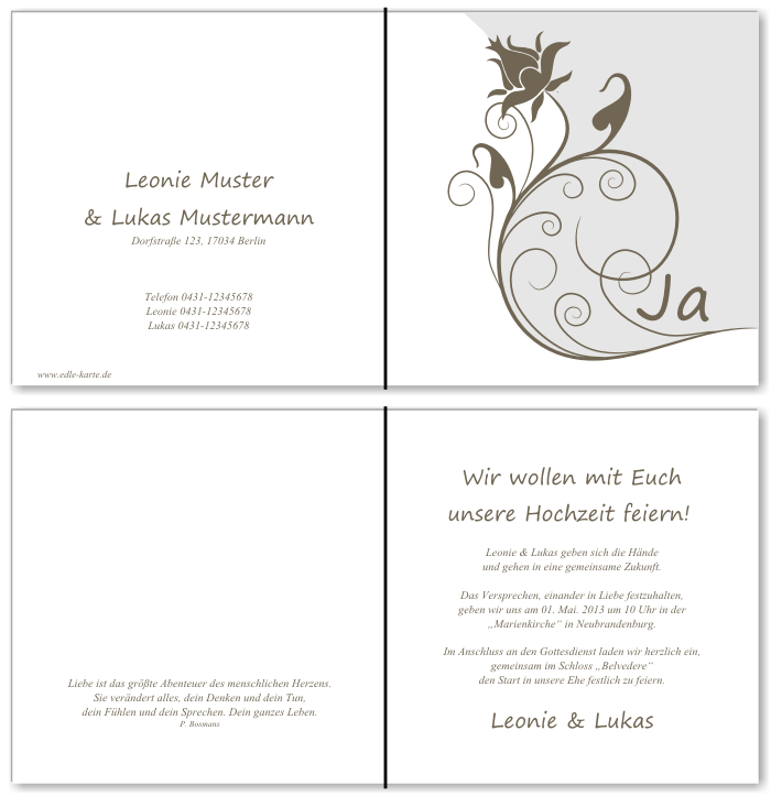  Einladungskarten Hochzeit, Hochzeitseinladungen, Hochzeitskarten, Einladungen für Hochzeit