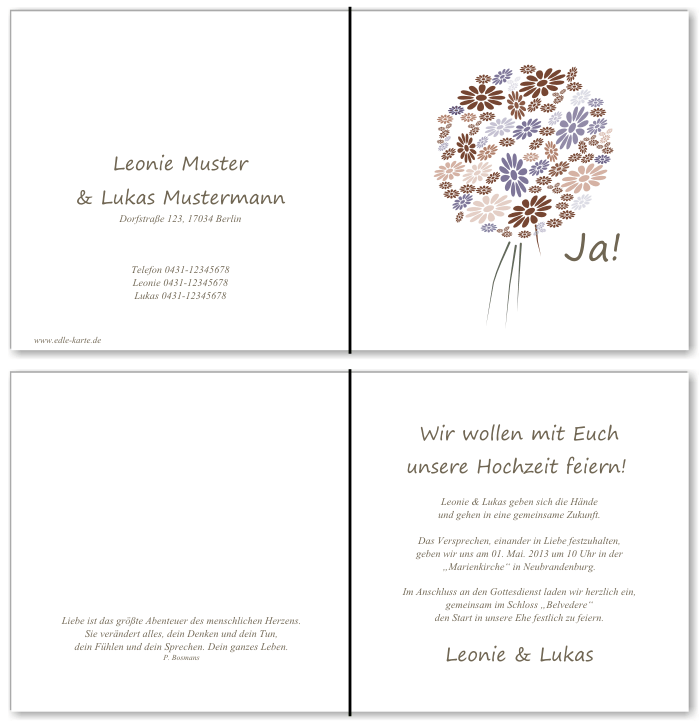  Einladungskarten Hochzeit, Hochzeitseinladungen, Hochzeitskarten, Einladungen für Hochzeit