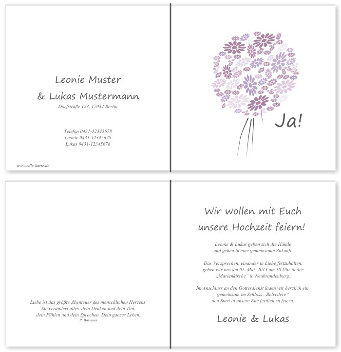  Einladungskarten Hochzeit, Hochzeitseinladungen, Hochzeitskarten, Einladungen für Hochzeit