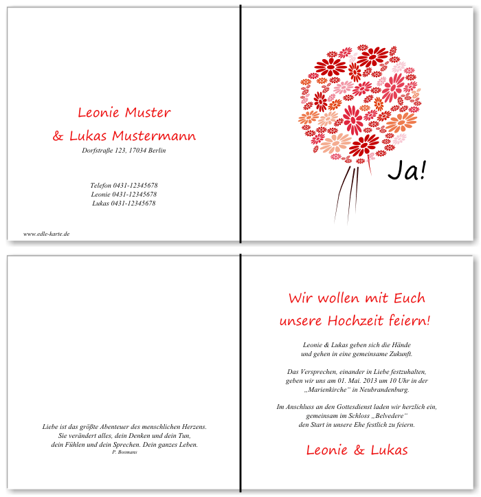  Einladungskarten Hochzeit, Hochzeitseinladungen, Hochzeitskarten, Einladungen für Hochzeit