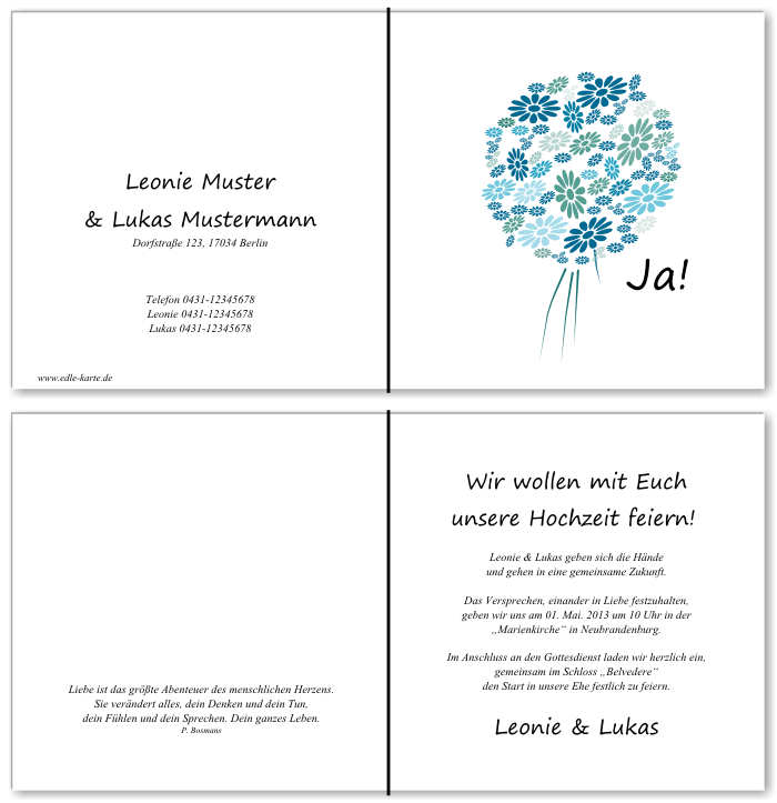  Einladungskarten Hochzeit, Hochzeitseinladungen, Hochzeitskarten, Einladungen für Hochzeit