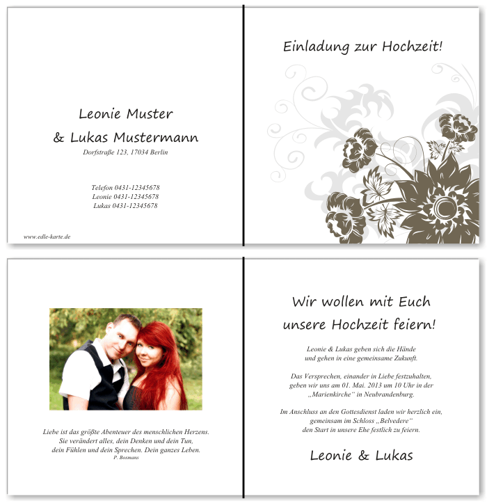  Einladungskarten Hochzeit, Hochzeitseinladungen, Hochzeitskarten, Einladungen für Hochzeit