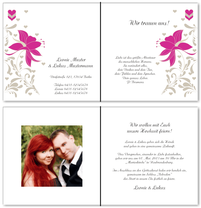  Einladungskarten Hochzeit, Hochzeitseinladungen, Hochzeitskarten, Einladungen für Hochzeit