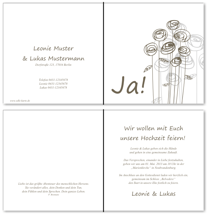  Einladungskarten Hochzeit, Hochzeitseinladungen, Hochzeitskarten, Einladungen für Hochzeit