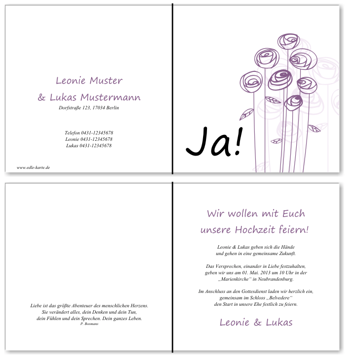  Einladungskarten Hochzeit, Hochzeitseinladungen, Hochzeitskarten, Einladungen für Hochzeit