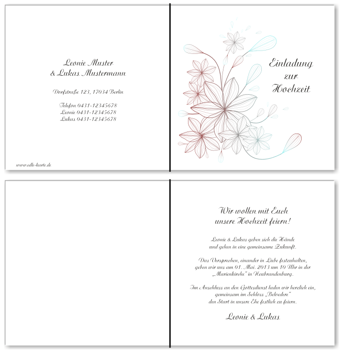  Einladungskarten Hochzeit, Hochzeitseinladungen, Hochzeitskarten, Einladungen für Hochzeit