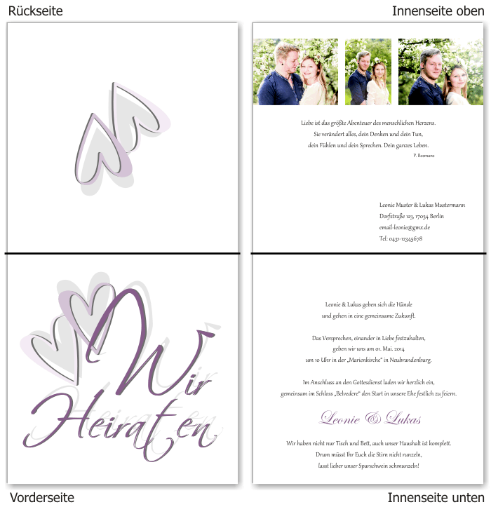  Einladungskarten Hochzeit, Hochzeitseinladungen, Hochzeitskarten, Einladungen für Hochzeit