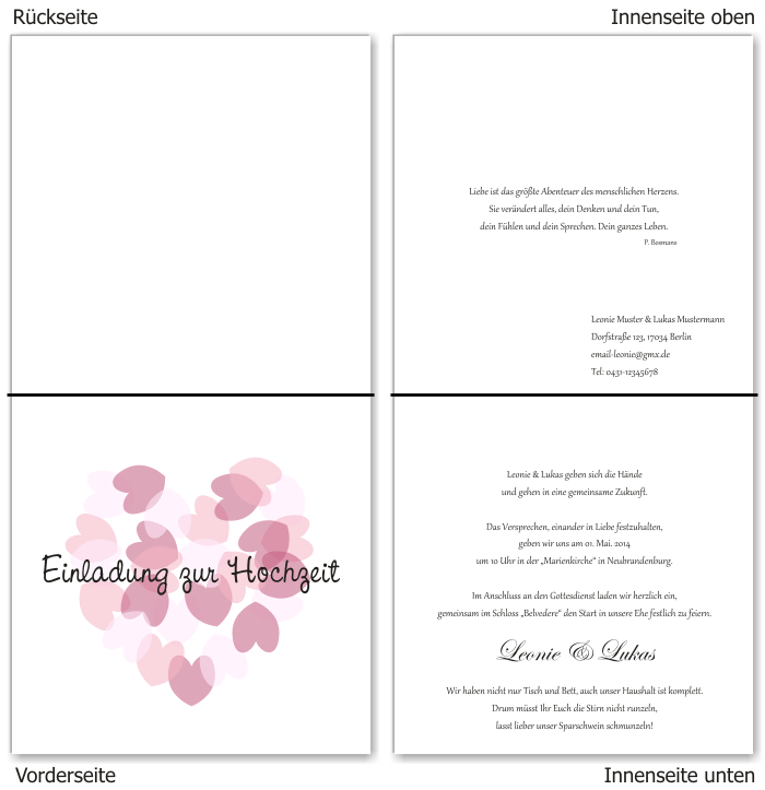  Einladungskarten Hochzeit, Hochzeitseinladungen, Hochzeitskarten, Einladungen für Hochzeit