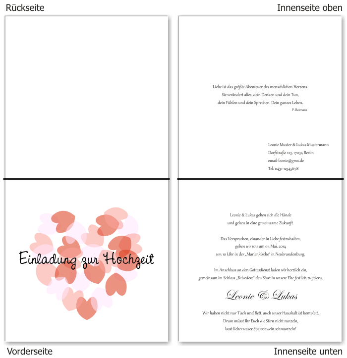  Einladungskarten Hochzeit, Hochzeitseinladungen, Hochzeitskarten, Einladungen für Hochzeit