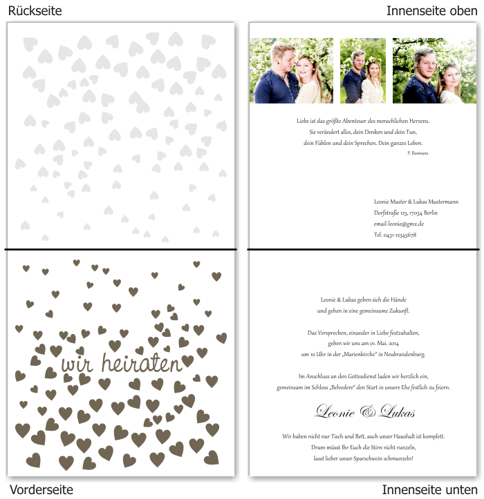 Einladungskarten Hochzeit, Hochzeitseinladungen, Hochzeitskarten, Einladungen für Hochzeit
