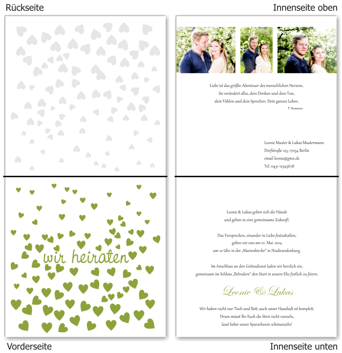  Einladungskarten Hochzeit, Hochzeitseinladungen, Hochzeitskarten, Einladungen für Hochzeit