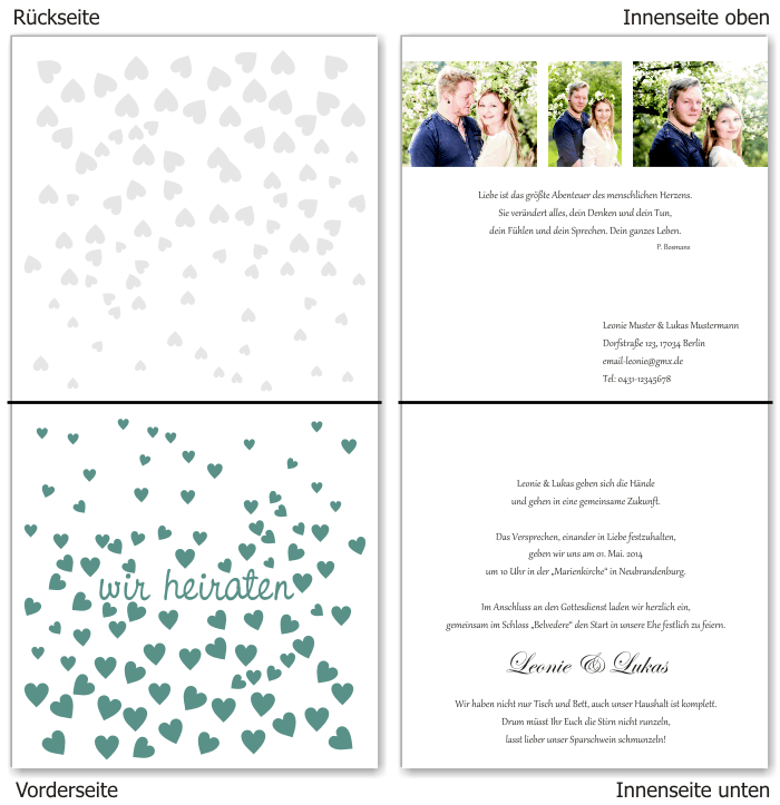  Einladungskarten Hochzeit, Hochzeitseinladungen, Hochzeitskarten, Einladungen für Hochzeit