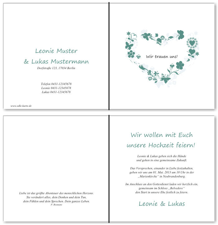  Einladungskarten Hochzeit, Hochzeitseinladungen, Hochzeitskarten, Einladungen für Hochzeit