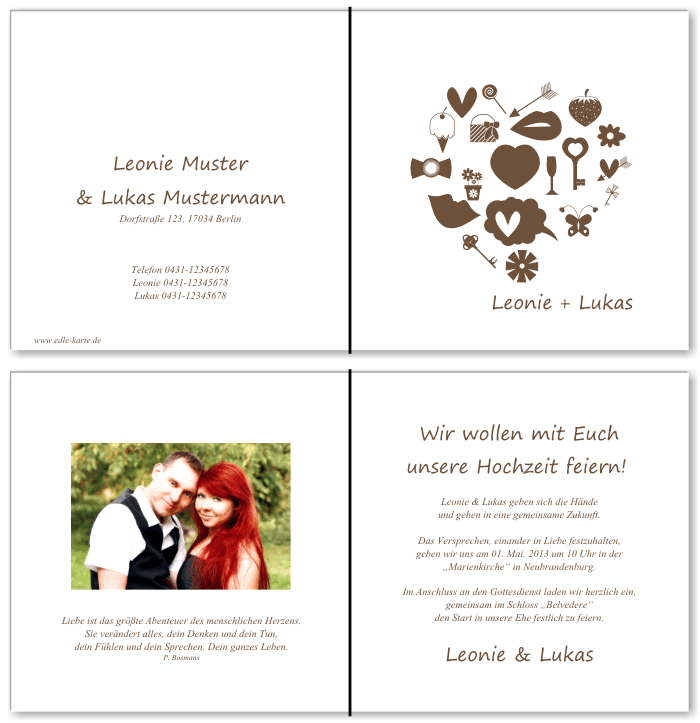  Einladungskarten Hochzeit, Hochzeitseinladungen, Hochzeitskarten, Einladungen für Hochzeit