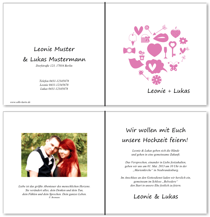  Einladungskarten Hochzeit, Hochzeitseinladungen, Hochzeitskarten, Einladungen für Hochzeit