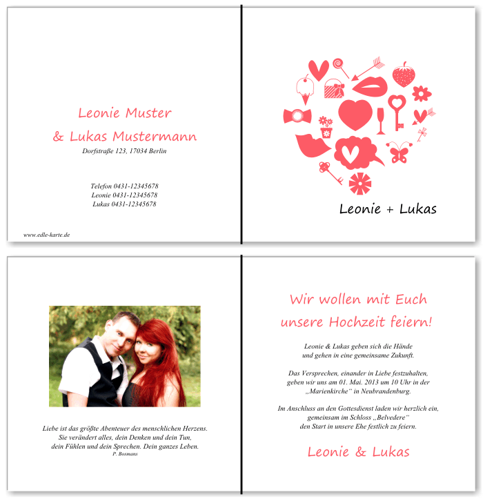  Einladungskarten Hochzeit, Hochzeitseinladungen, Hochzeitskarten, Einladungen für Hochzeit