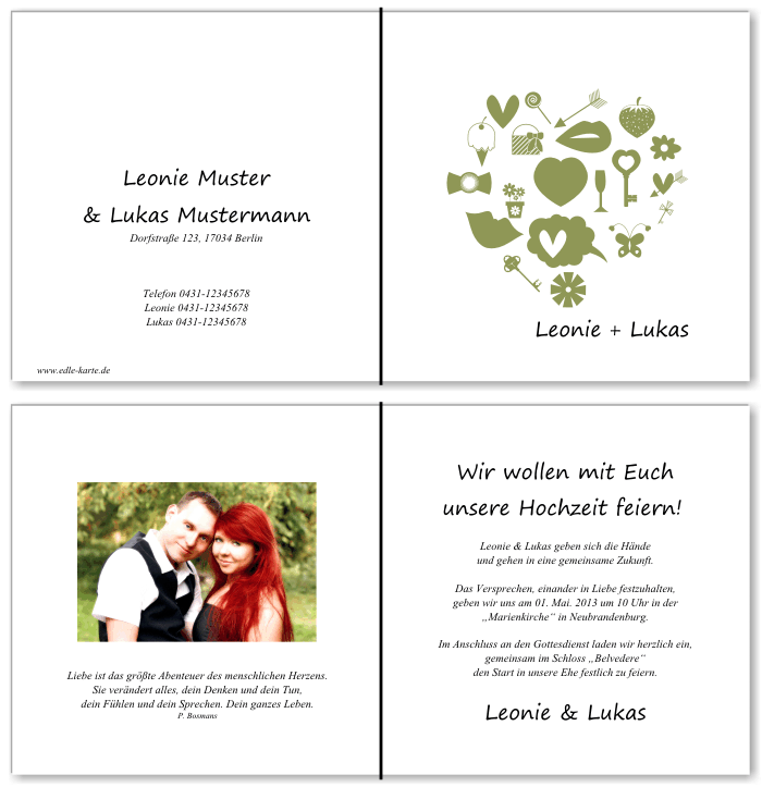  Einladungskarten Hochzeit, Hochzeitseinladungen, Hochzeitskarten, Einladungen für Hochzeit
