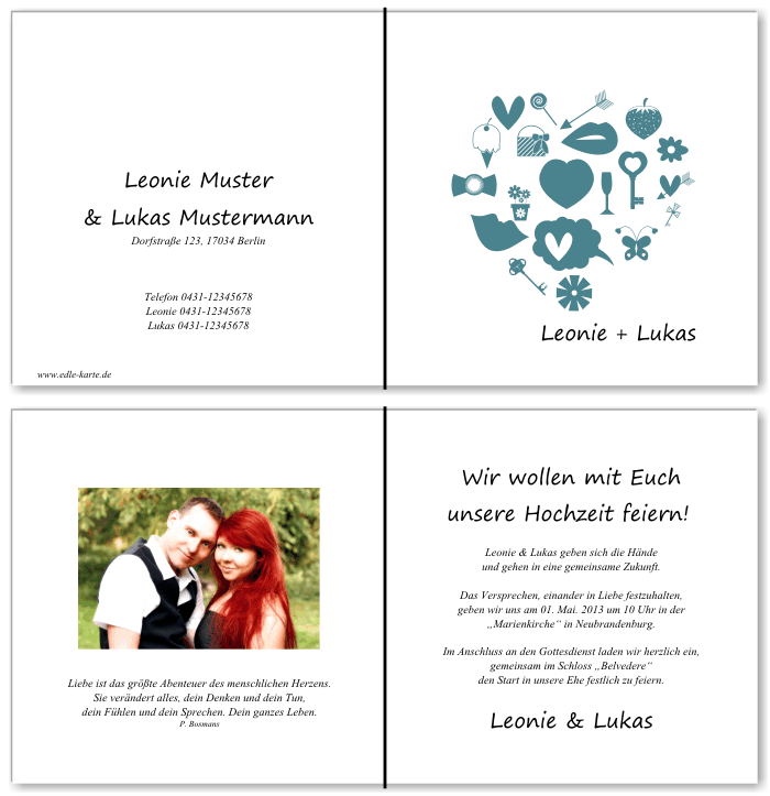  Einladungskarten Hochzeit, Hochzeitseinladungen, Hochzeitskarten, Einladungen für Hochzeit
