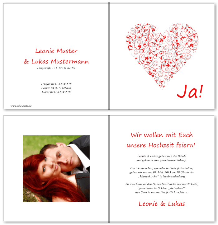  Einladungskarten Hochzeit, Hochzeitseinladungen, Hochzeitskarten, Einladungen für Hochzeit