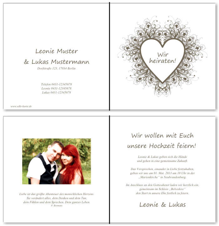  Einladungskarten Hochzeit, Hochzeitseinladungen, Hochzeitskarten, Einladungen für Hochzeit