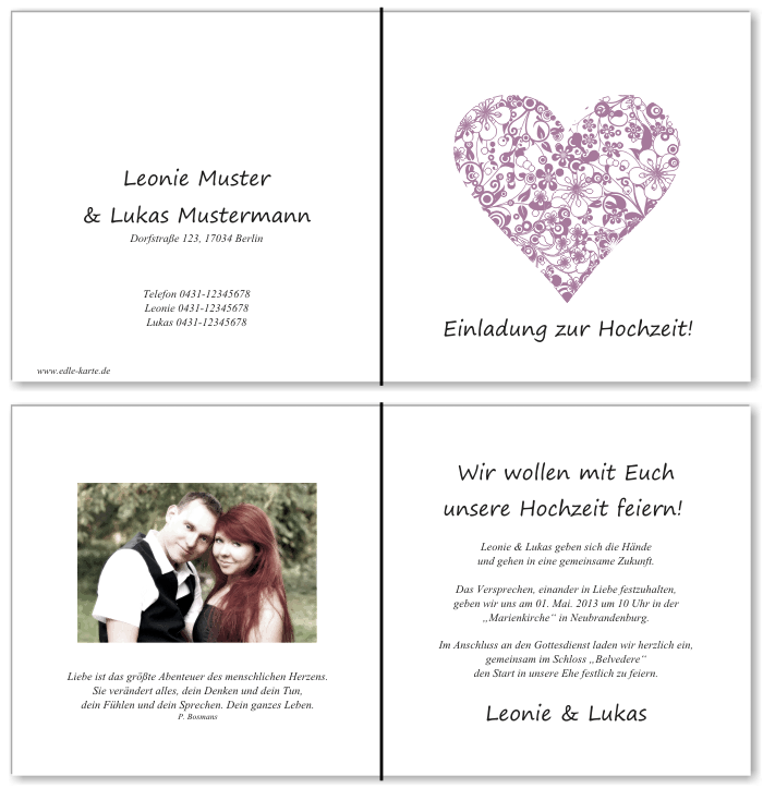  Einladungskarten Hochzeit, Hochzeitseinladungen, Hochzeitskarten, Einladungen für Hochzeit