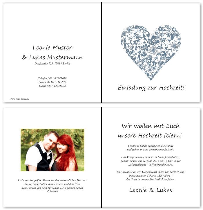  Einladungskarten Hochzeit, Hochzeitseinladungen, Hochzeitskarten, Einladungen für Hochzeit