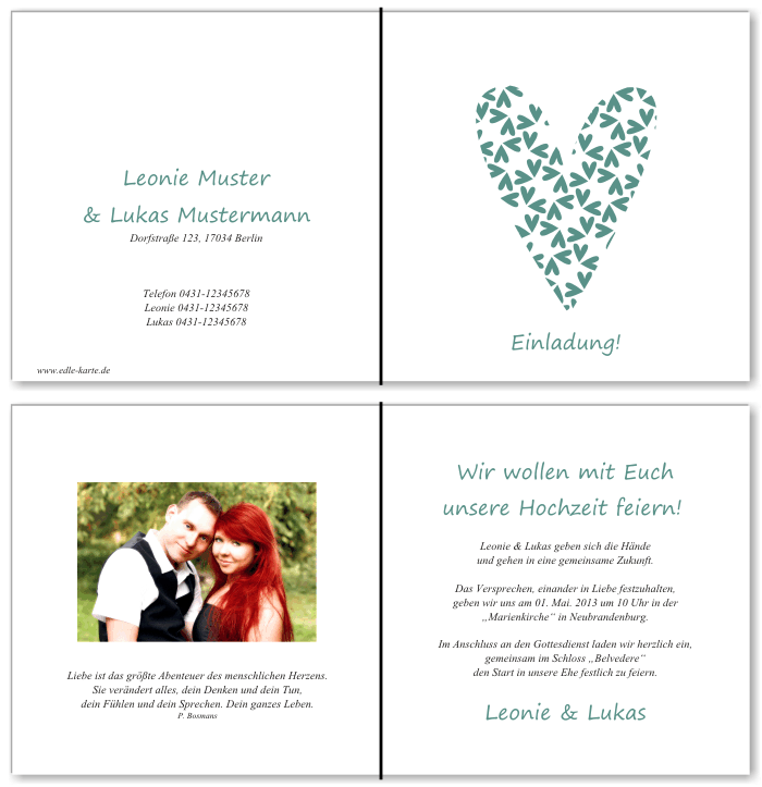  Einladungskarten Hochzeit, Hochzeitseinladungen, Hochzeitskarten, Einladungen für Hochzeit