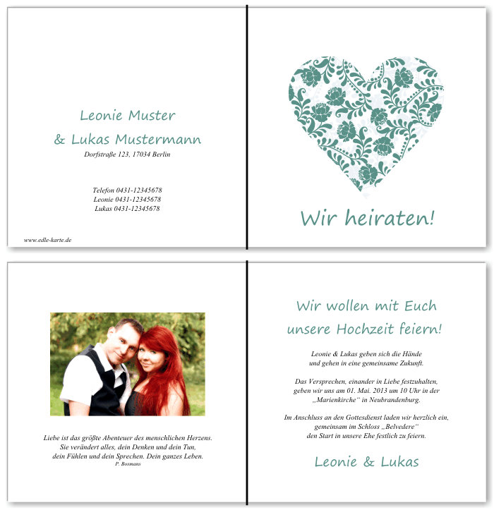  Einladungskarten Hochzeit, Hochzeitseinladungen, Hochzeitskarten, Einladungen für Hochzeit