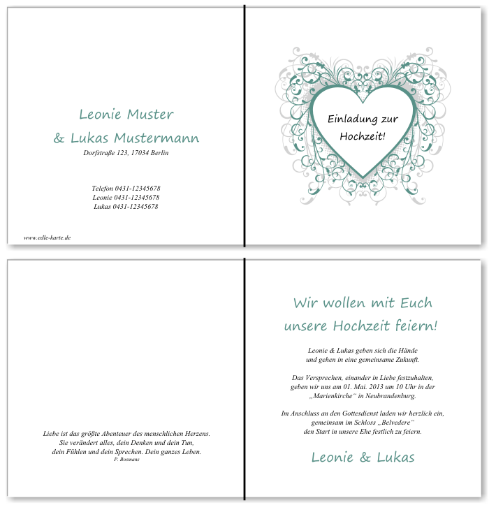  Einladungskarten Hochzeit, Hochzeitseinladungen, Hochzeitskarten, Einladungen für Hochzeit