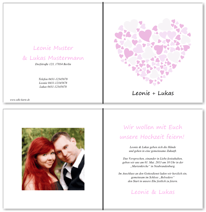  Einladungskarten Hochzeit, Hochzeitseinladungen, Hochzeitskarten, Einladungen für Hochzeit