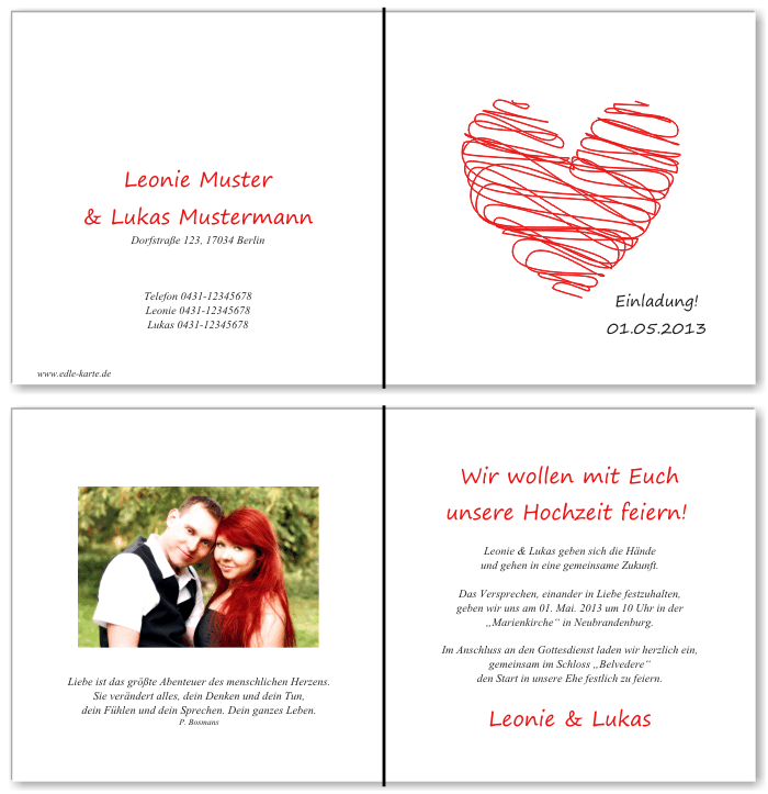  Einladungskarten Hochzeit, Hochzeitseinladungen, Hochzeitskarten, Einladungen für Hochzeit