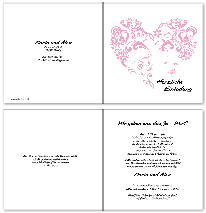  Einladungskarten Hochzeit, Hochzeitseinladungen, Hochzeitskarten, Einladungen für Hochzeit